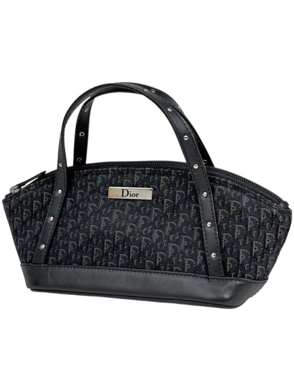 Dior Handbag Trotter Pattern Street Chic Canvas Black